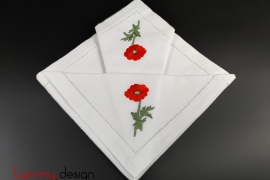 Bộ khăn ăn (6chiếc) 45x45 thêu hoa đỏ